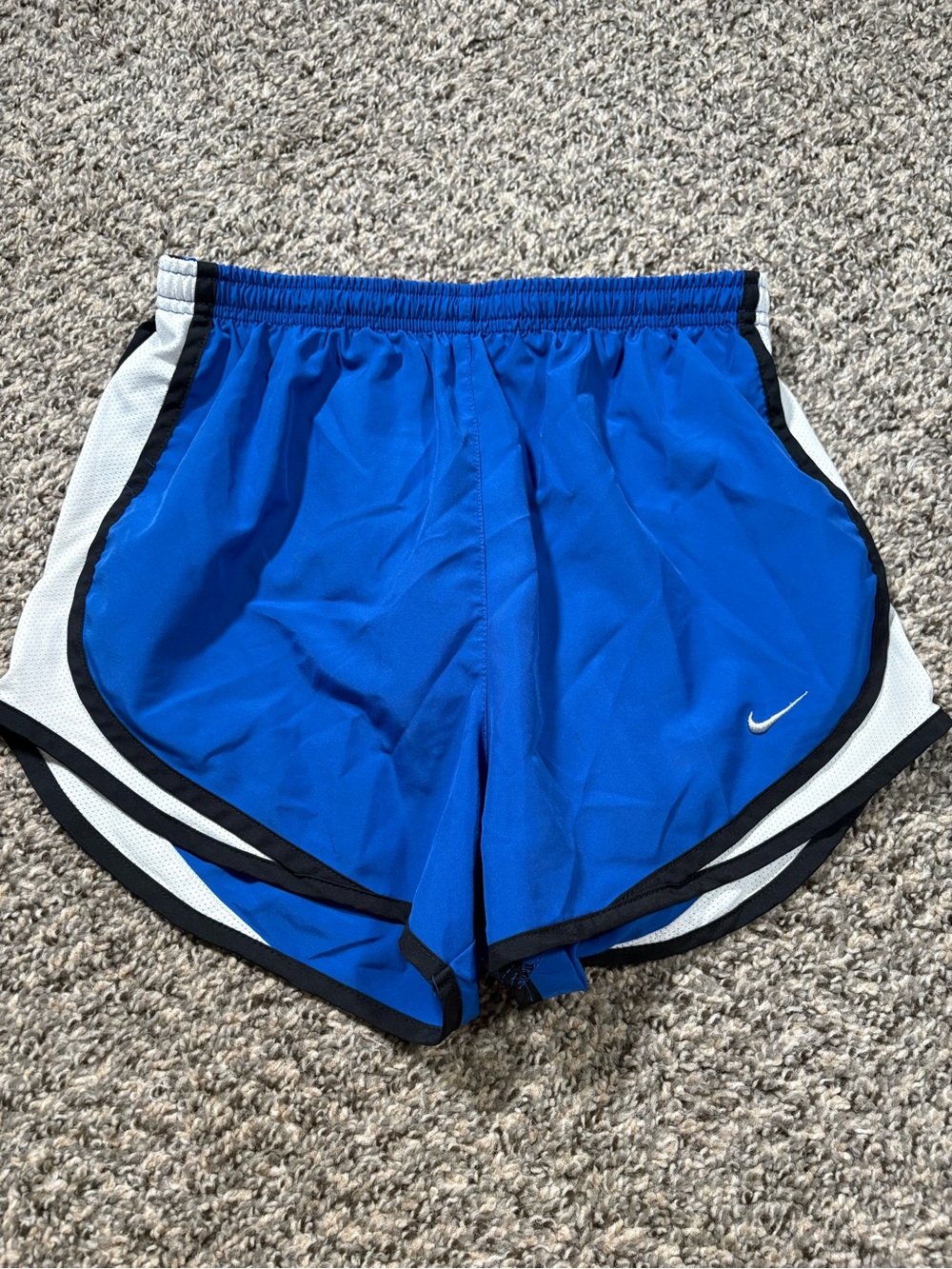 Nike Women's Royal Blue Running Shorts with White and Black Accents